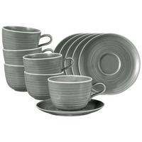 MILCHKAFFEETASSEN MIT UNTERTASSEN Terra Perlgrau 400 ml 6er Set - Grau, Keramik (0.4L) - Seltmann Weiden