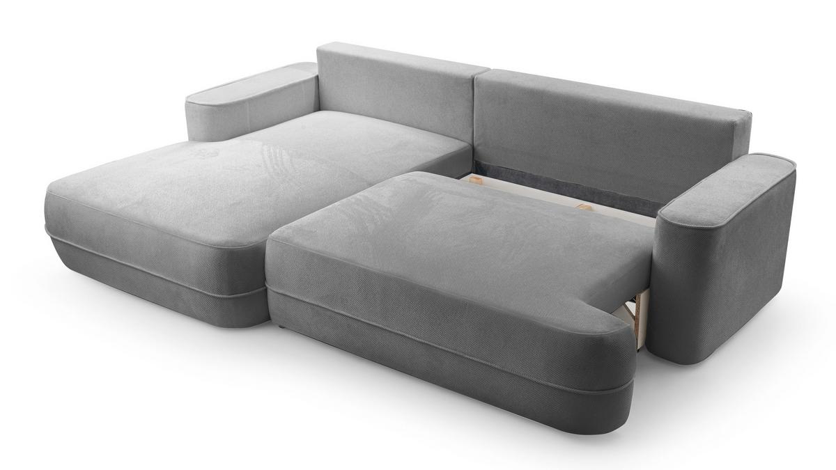 ECKCOUCH L Form Peoni Hellgrau 267/168/87 cm mit Schlaffunktion L - Hellgrau/Schwarz, Kunststoff/Textil (168/267cm) - AX Living