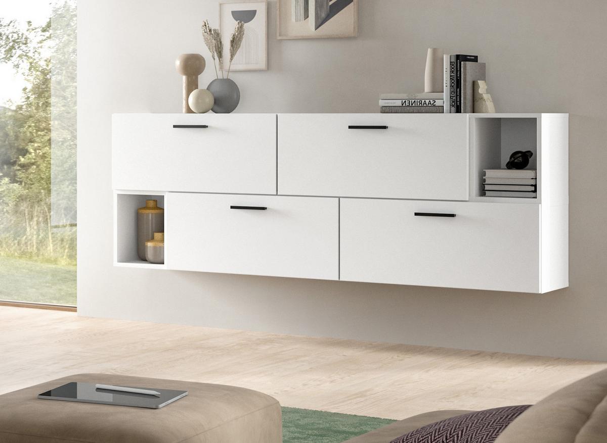 SIDEBOARD weiß 176 cm, Kommode hängend / stehend - Schwarz/Weiß, Holzwerkstoff/Kunststoff (176/65/34cm) - Inn.Furn