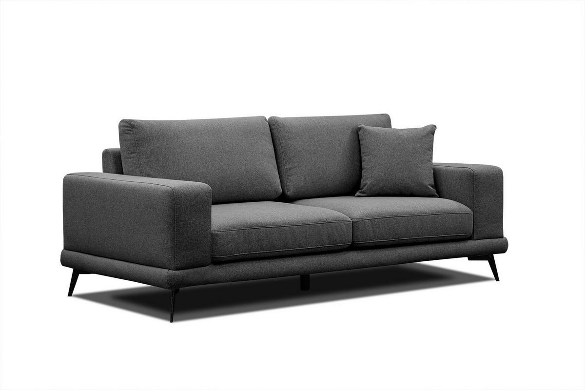 SOFA MEDIOLANE 2,5-Sitzer, schwarz - Schwarz, Holzwerkstoff/Textil (203/87/96cm) - Wozimo