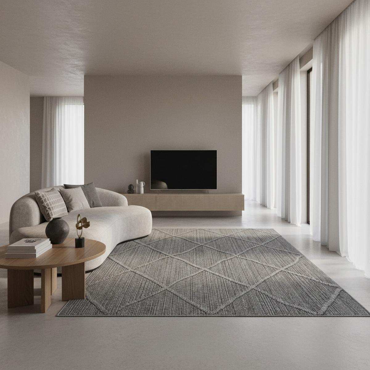 TEPPICH Outdoor IMST in Grau, im Boho-Stil, 120 x 170 cm - Grau, Textil (120/170cm) - KADIMA DESIGN