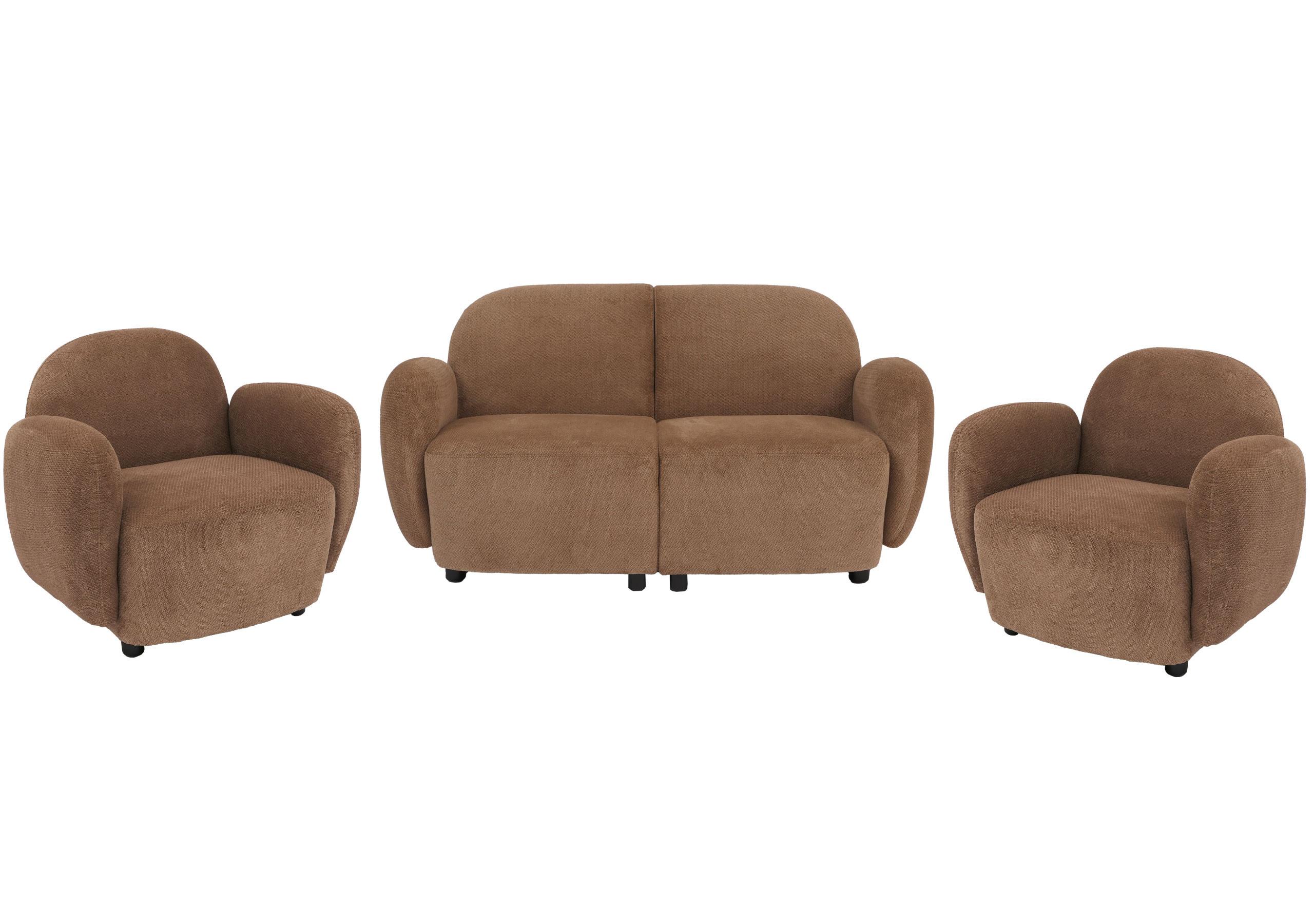 WOHNZIMMER-SET Braun - Braun, Textil (148/77/79cm) - MCW