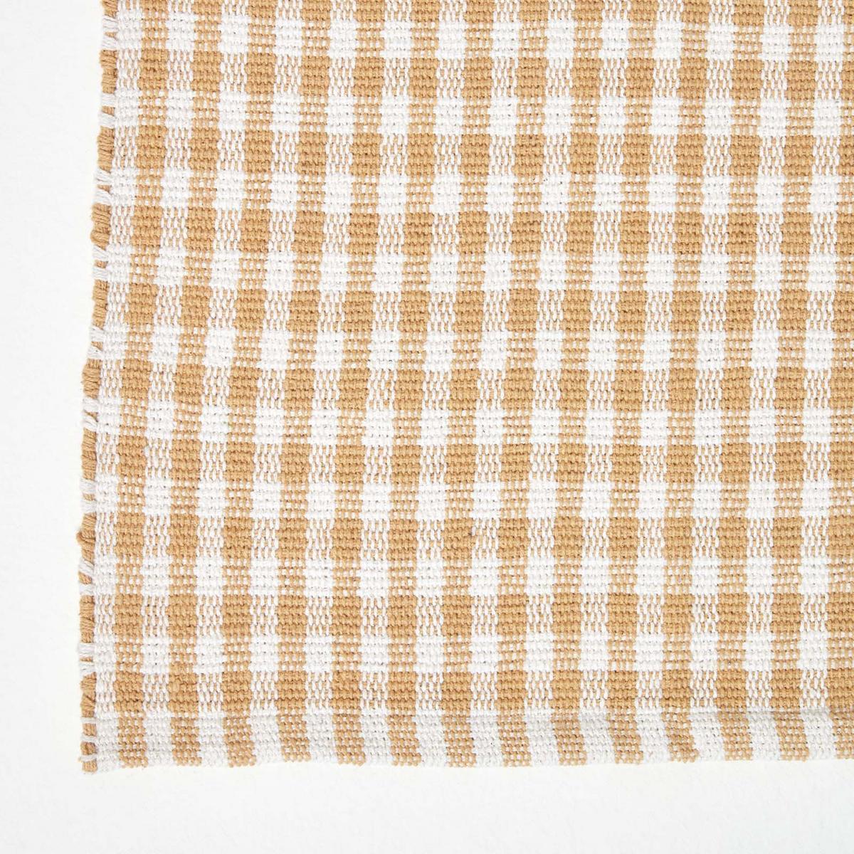 TEPPICHLÄUFER Vichy-Karo Baumwolle 66/200 cm - Beige, Textil (66/200cm) - Homescapes