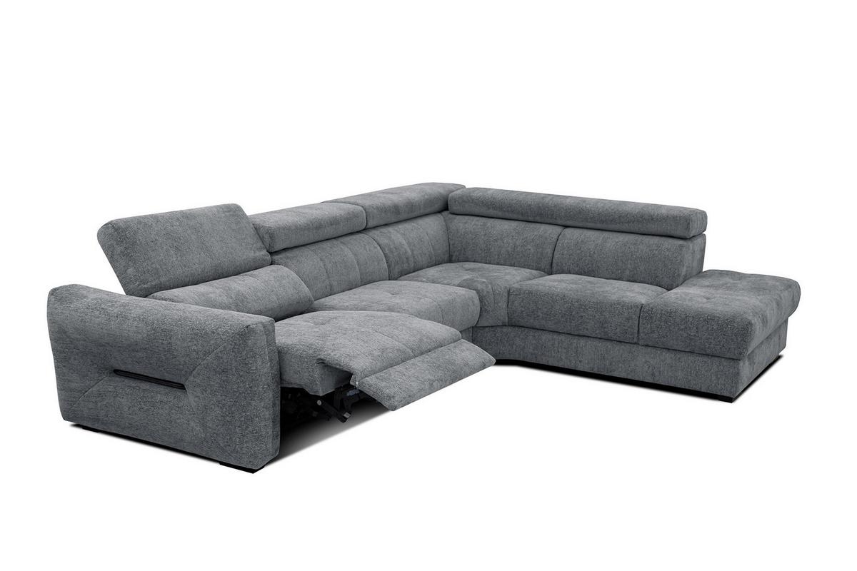 ECKSOFA CALVERA 5-Sitzer mit 1 Relaxfunktion, grau - Grau, Holzwerkstoff/Textil (297/239cm) - Wozimo