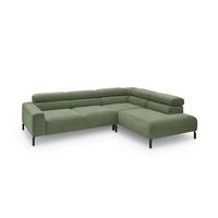 ECKSOFA DELIA Grün Cord - Schwarz/Olivgrün, Textil/Metall (276/219cm) - KAWOLA