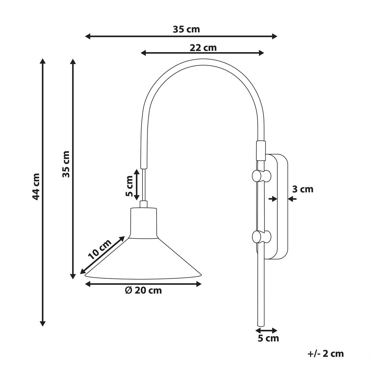WANDLAMPE Schwarz/Silber Sissa - Silberfarben/Schwarz, Metall (20/44/35cm) - Beliani