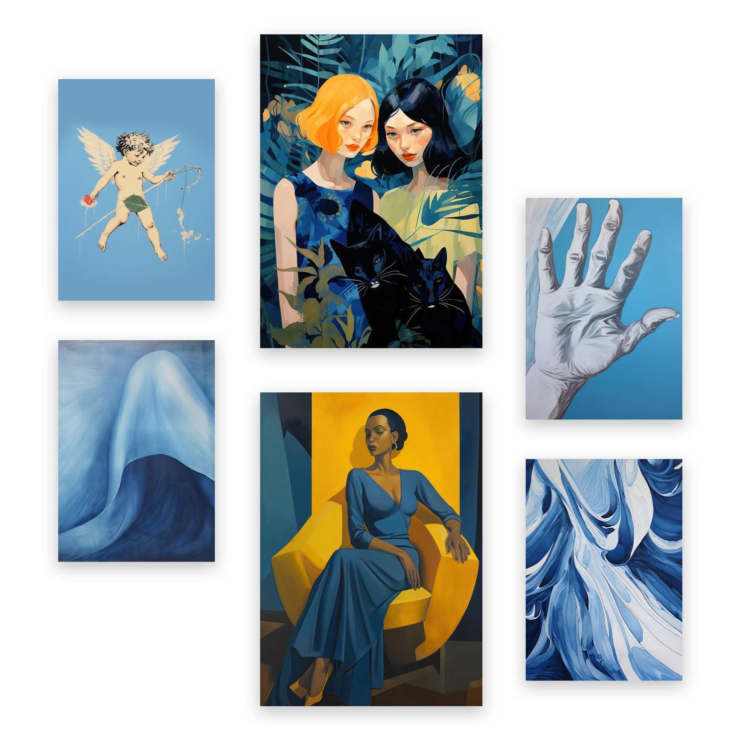 POSTER Set Mit 6 Beruhige Blues In Vielseitiger Stil A3 & A4 Rahmenlos - Klar, Papier (29/3cm) - Nacnic