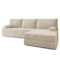 ECKSOFA ANKO modulares Boneless Sofa mit Schlaffunktion Creme Kordstoff - Creme, Textil (270/160cm) - MASSENO