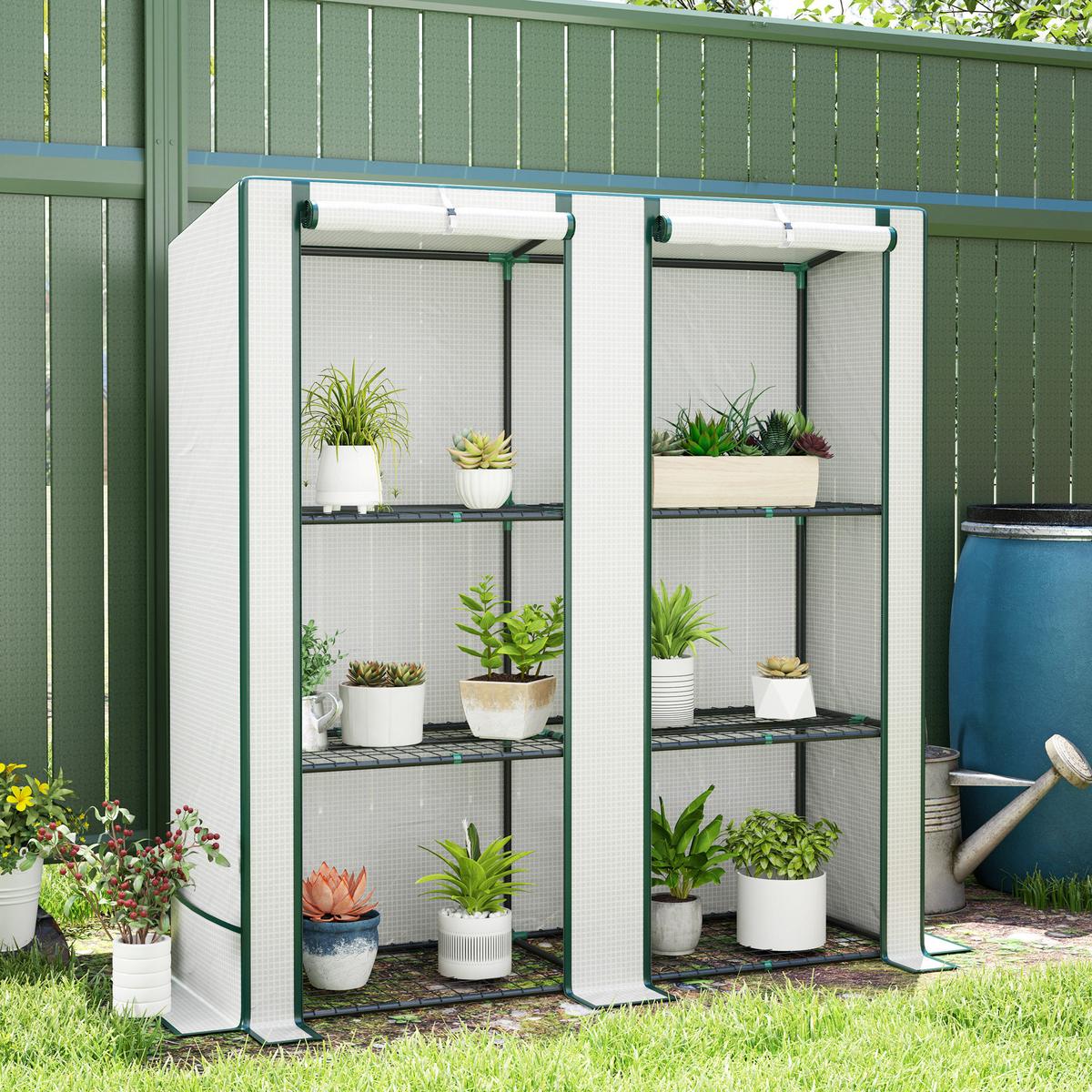 GEWÄCHSHAUS, 144L x 48B x 152H cm - Weiß, Metall (48/152/144cm) - Outsunny