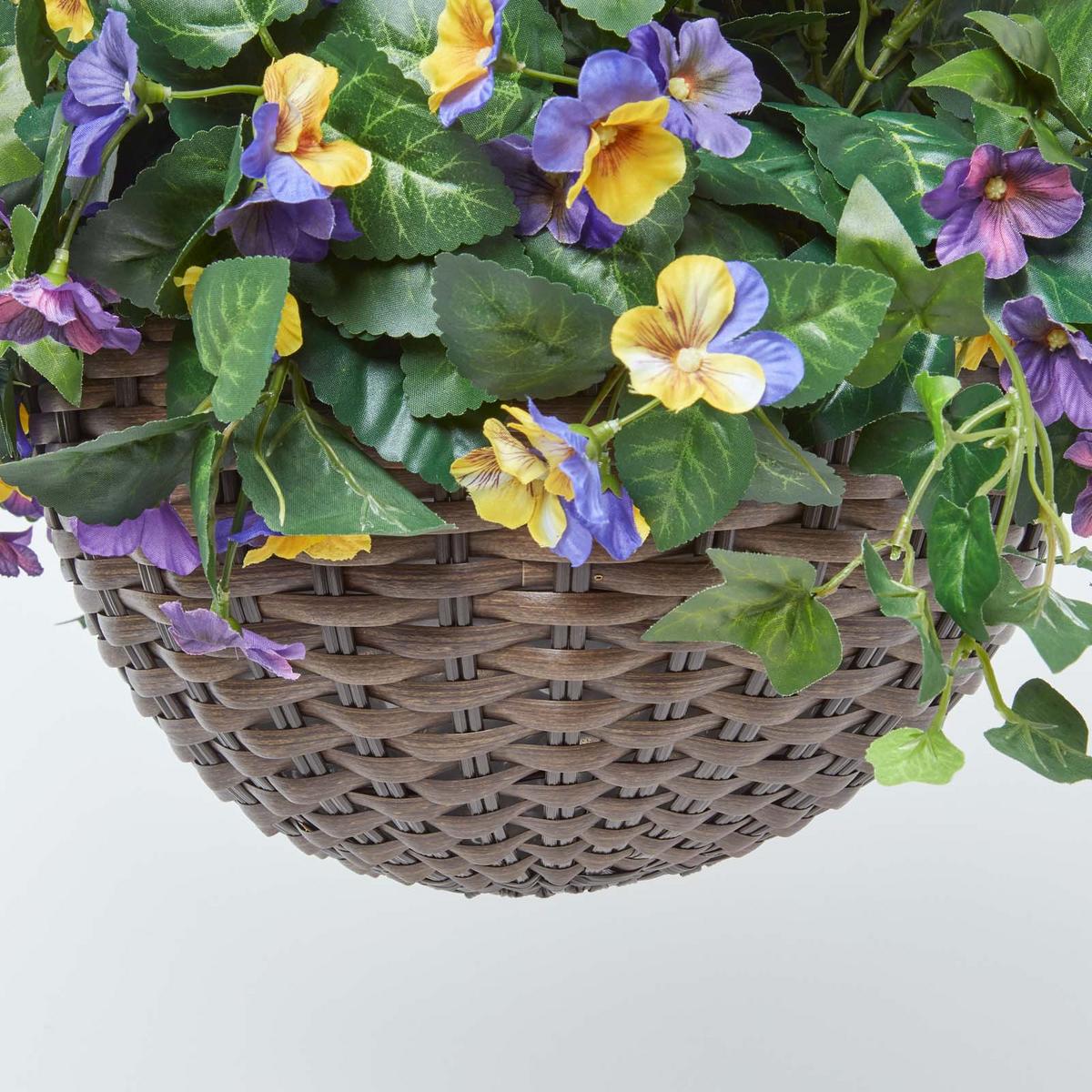 KUNSTBLUMEN Stiefmütterchen in Blumenampel, 60 cm - Lila, Kunststoff (60cm) - Homescapes