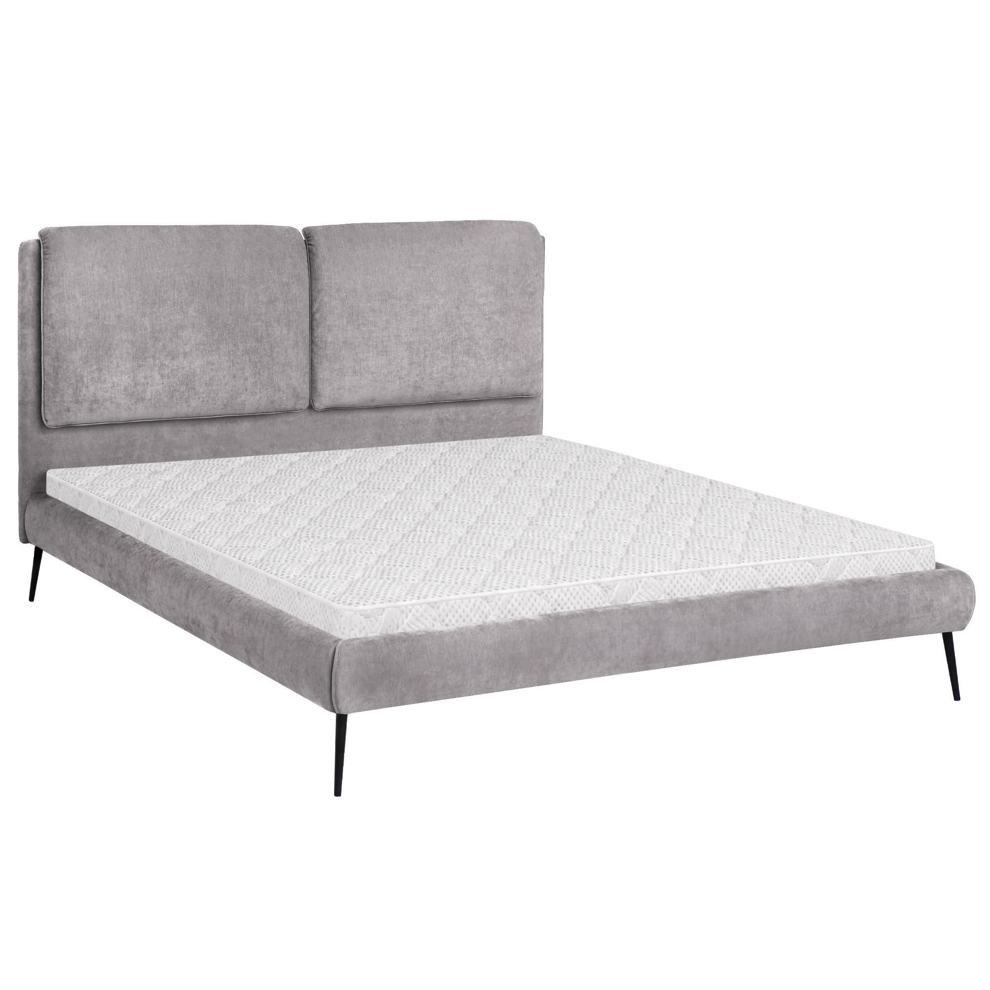 POLSTERBETT Nuit, Doppelbett 160x200 cm mit Schaumstoffmatratze 10 cm, Chenille-Stoff, Grau - Grau, Textil (160/200cm) - Beautysofa