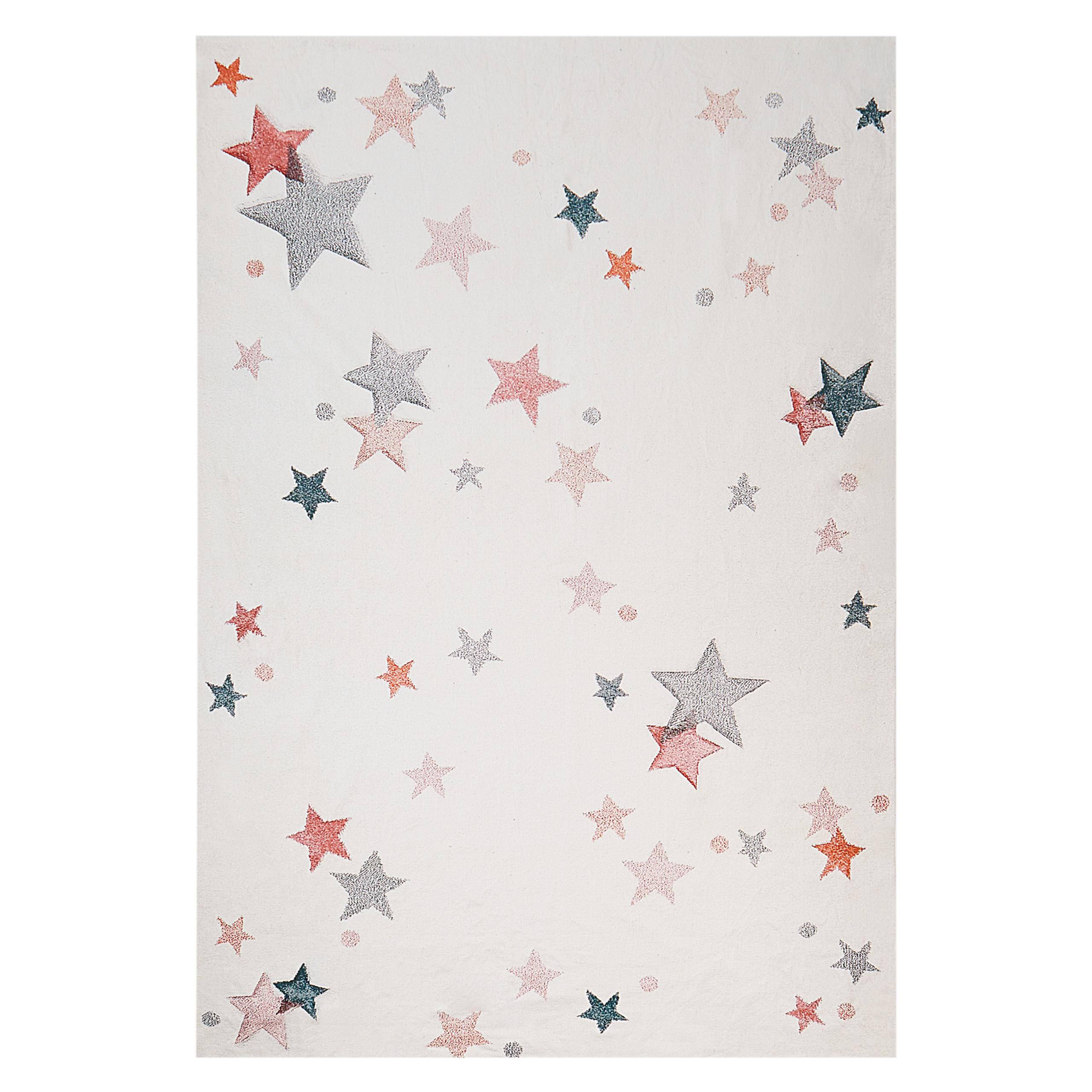 KURZFLOR-TEPPICH Weiß 140/200 cm Alpoud - Multicolor/Weiß, Textil (140/200cm) - Beliani