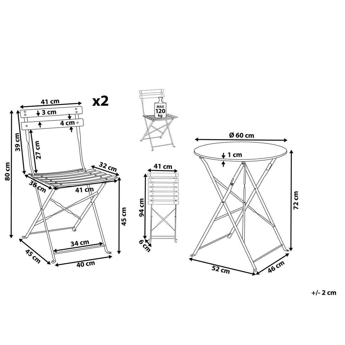 BISTRO-SET Metall Cremeweiß Fiori - Weiß, Metall - Beliani