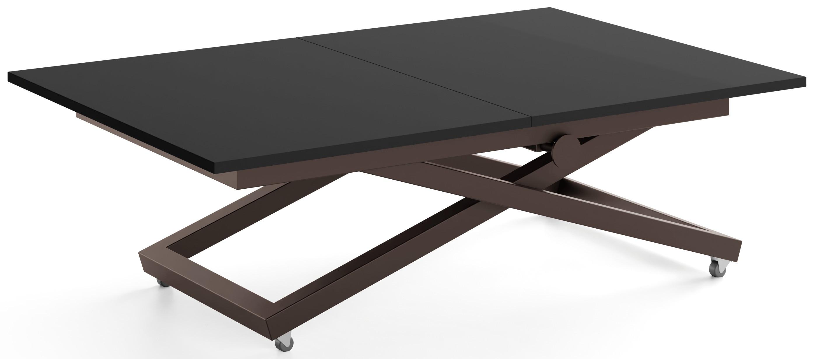 COUCHTISCH Axen höhenverstellbar ausziehbar, Schwarz 120-160/80/38-75 cm - Schwarz/Braun, Holzwerkstoff/Metall (80/160/75cm) - WFL GROUP