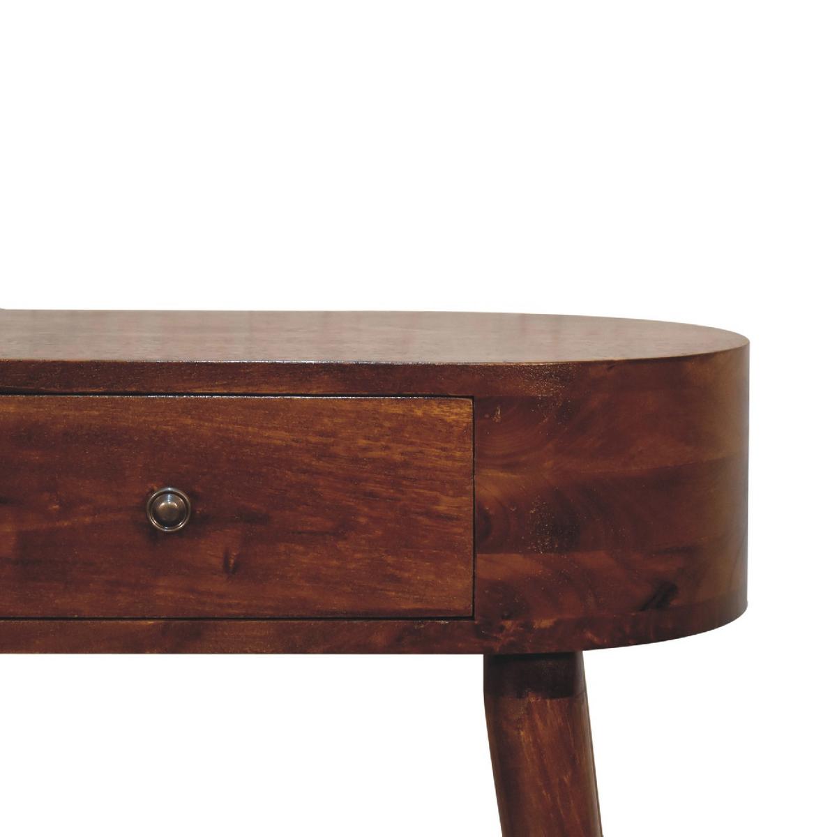 KONSOLE Massivholz Mini Albion Kastanienbraun, 1 Schublade, Dunkelbraun - Dunkelbraun/Messingfarben, Holz/Metall (30/60/78cm) - Artisan Furniture