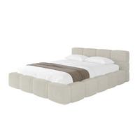 POLSTERBETT mit Bettkasten und Lattenrost, Bett mit Kopfteil, Boxbett ohne Matratze, Doppelbett mit Stauraum - NATA-v1 200x200 Creme - Ecru, Holzwerkstoff/Textil (200/200cm) - ALTDECOR