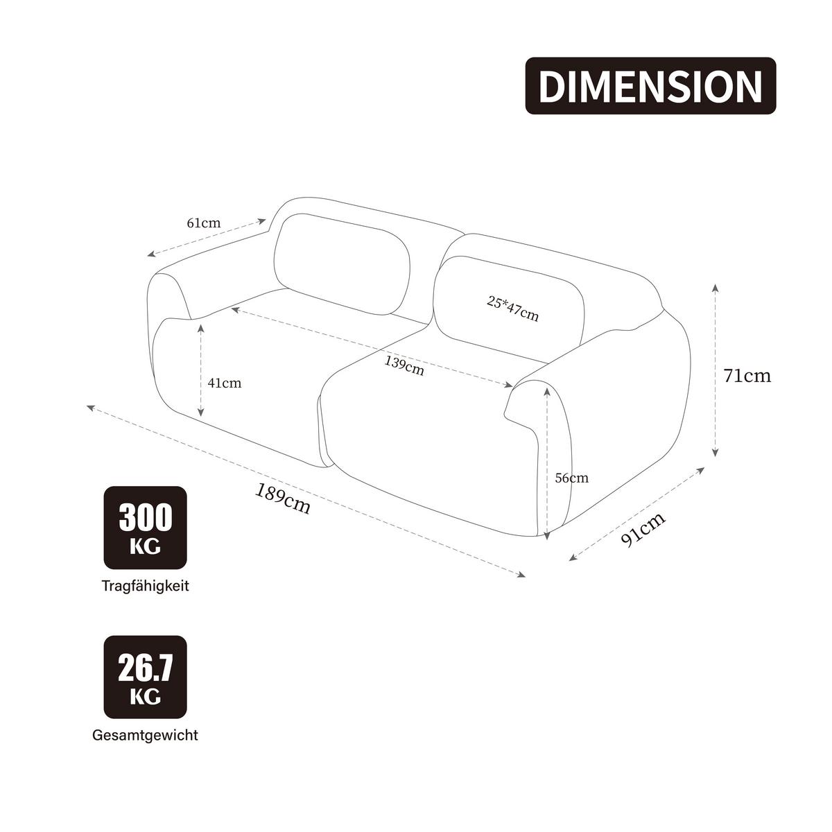 2-SITZER SOFA Modulares Chenille Kompressionssofa - Cognac, Textil (189/71/91cm) - Urban Meuble