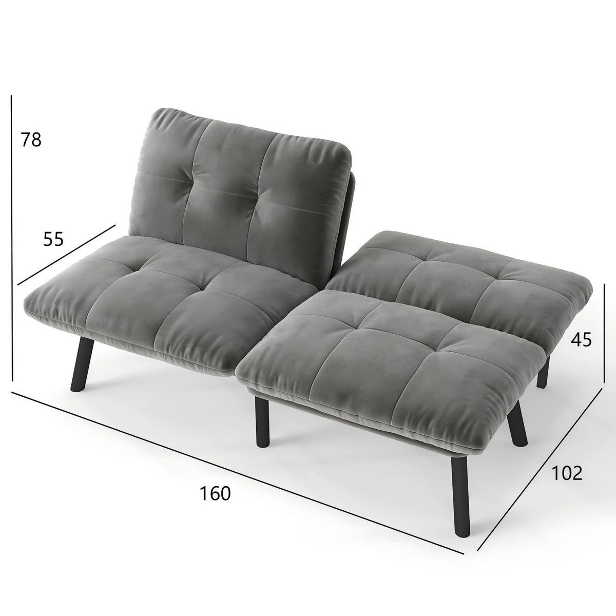 SCHLAFSOFA/SCHLAFSOFA aus Samtstoff, Grau - Grau, Textil (81/78/160cm) - Urban Meuble