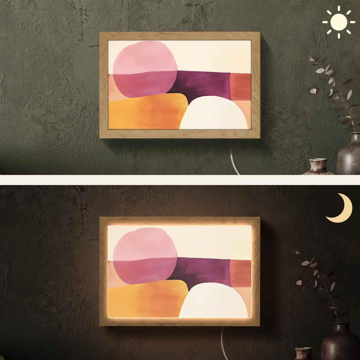 WANDLEUCHTE Formen - Abstrakt - Farbenfroh 30x20 cm - Rosa, Holzwerkstoff (30/20/8cm) - OnlyWow