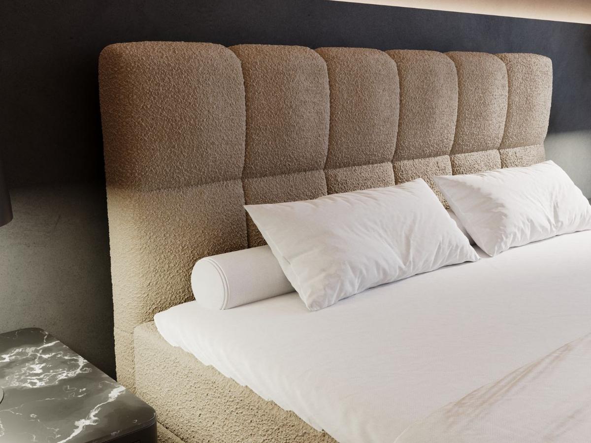 BOXBETT Alicante 180x200 Bouclé-Stoff Braun - Braun, Holz/Textil (180/200cm) - Graingold