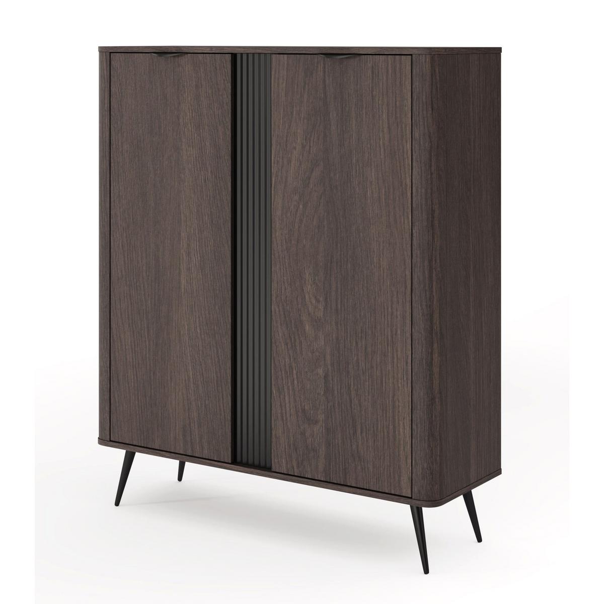 HIGHBOARD Veris Dunin-Eiche 113 cm - Dunkelbraun/Schwarz, Holzwerkstoff/Metall (113.2/134.2/38cm) - Selsey