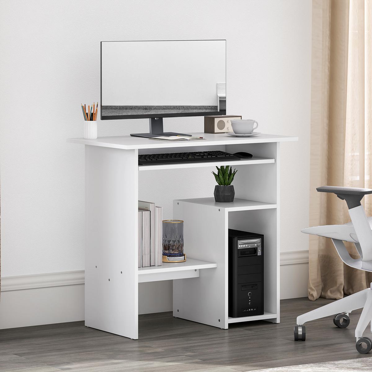 COMPUTERTISCH Spanplatte Weiß - Weiß, Holzwerkstoff (80/45/75cm) - HOMCOM