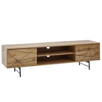 LOWBOARD Eiche-Dekor Modern Stil 160x45x40 cm mit zwei Türen - Schwarz/Braun, Holzwerkstoff/Metall (160/45/40cm) - KADIMA DESIGN