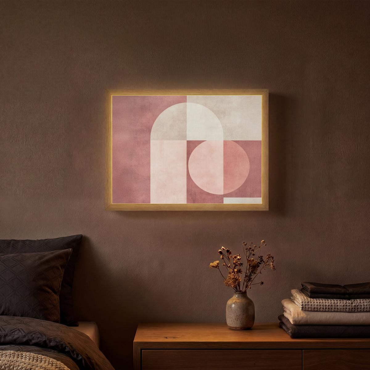 WANDLEUCHTE MIT AKKU Figuren - Abstrakt - Rosa 40x30 cm - Altrosa, Holzwerkstoff (40/30/8cm) - OnlyWow