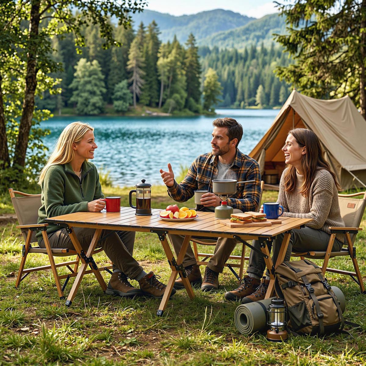 CAMPINGTISCH Aluminium Eiche - Eichefarben, Kunststoff/Metall (117/60/44cm) - Outsunny