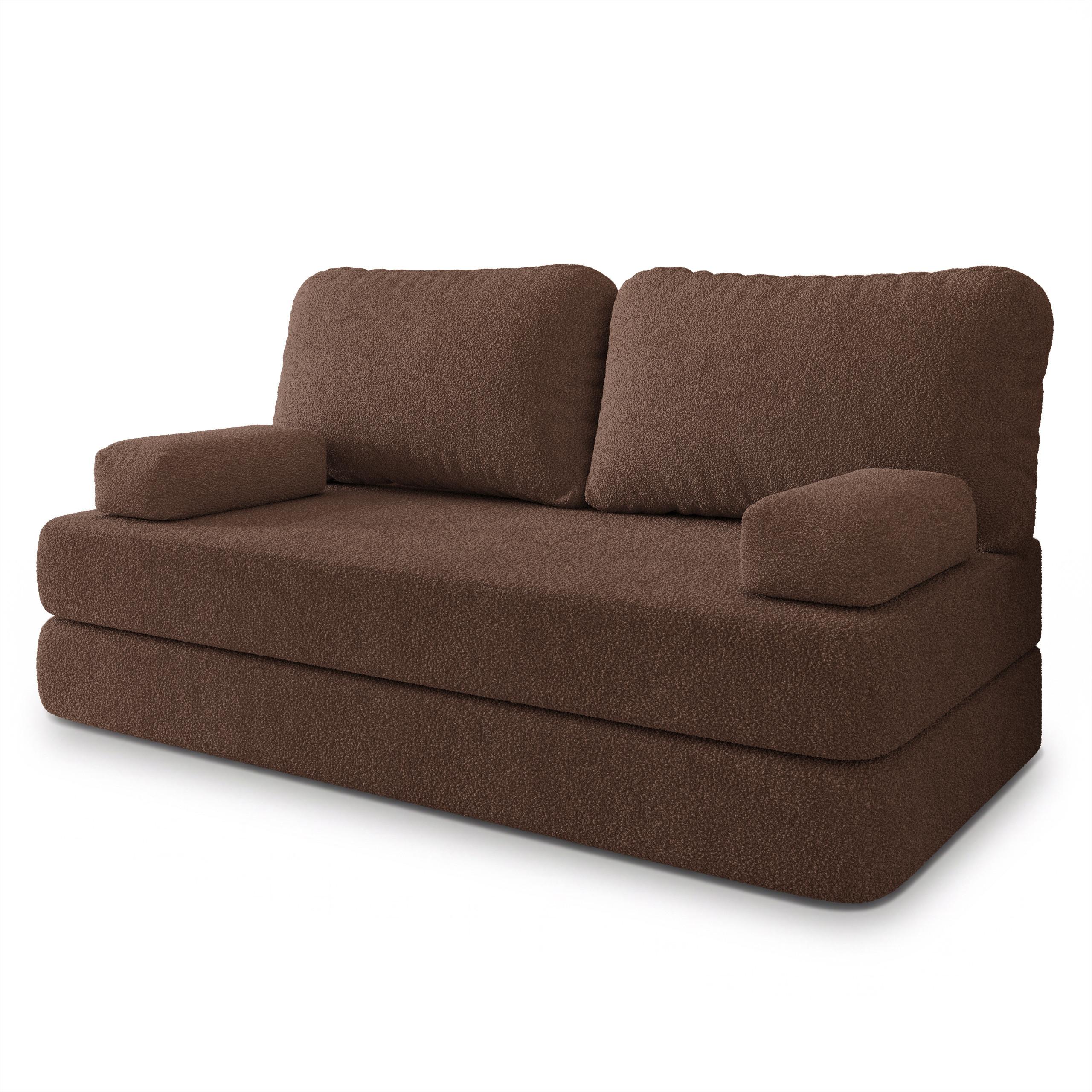 BETTSOFA NIKSI aus Schaumstoff Bucle-Stoff Braun Schlaffunktion - Braun, Textil (170/86/80cm) - MASSENO