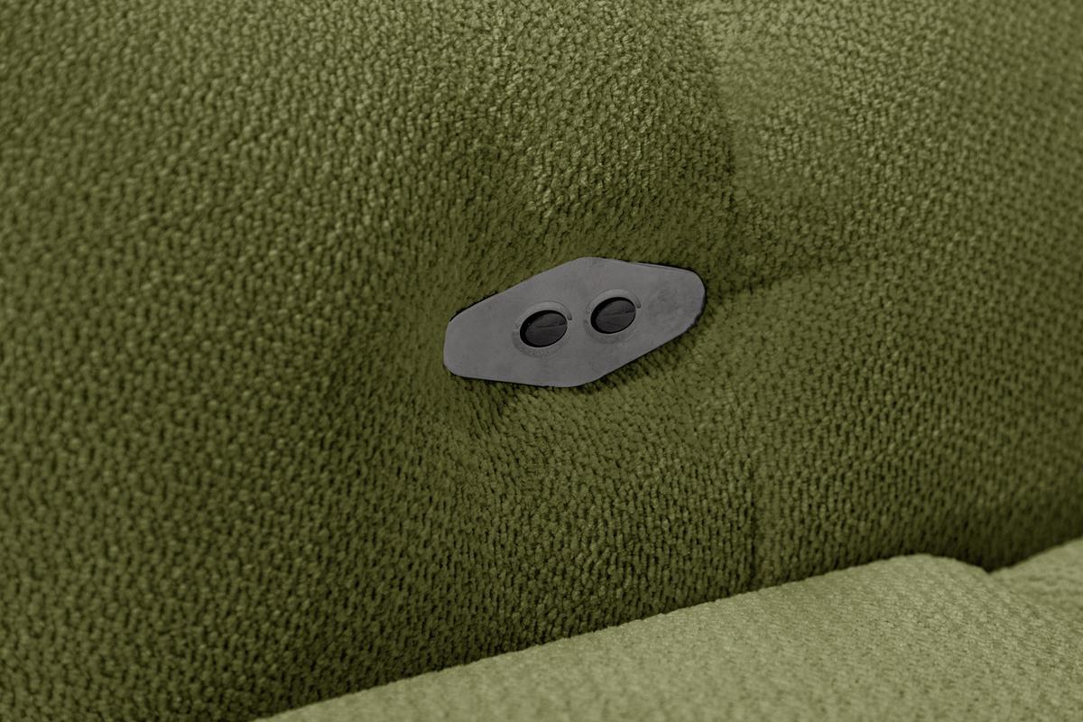 ECKSOFA KIMI 3-Sitzer, ausziehbarer Sitz, verstellbare Kopfstützen, olivgrün - Schwarz/Olivgrün, Holzwerkstoff/Textil (270/160cm) - Wozimo