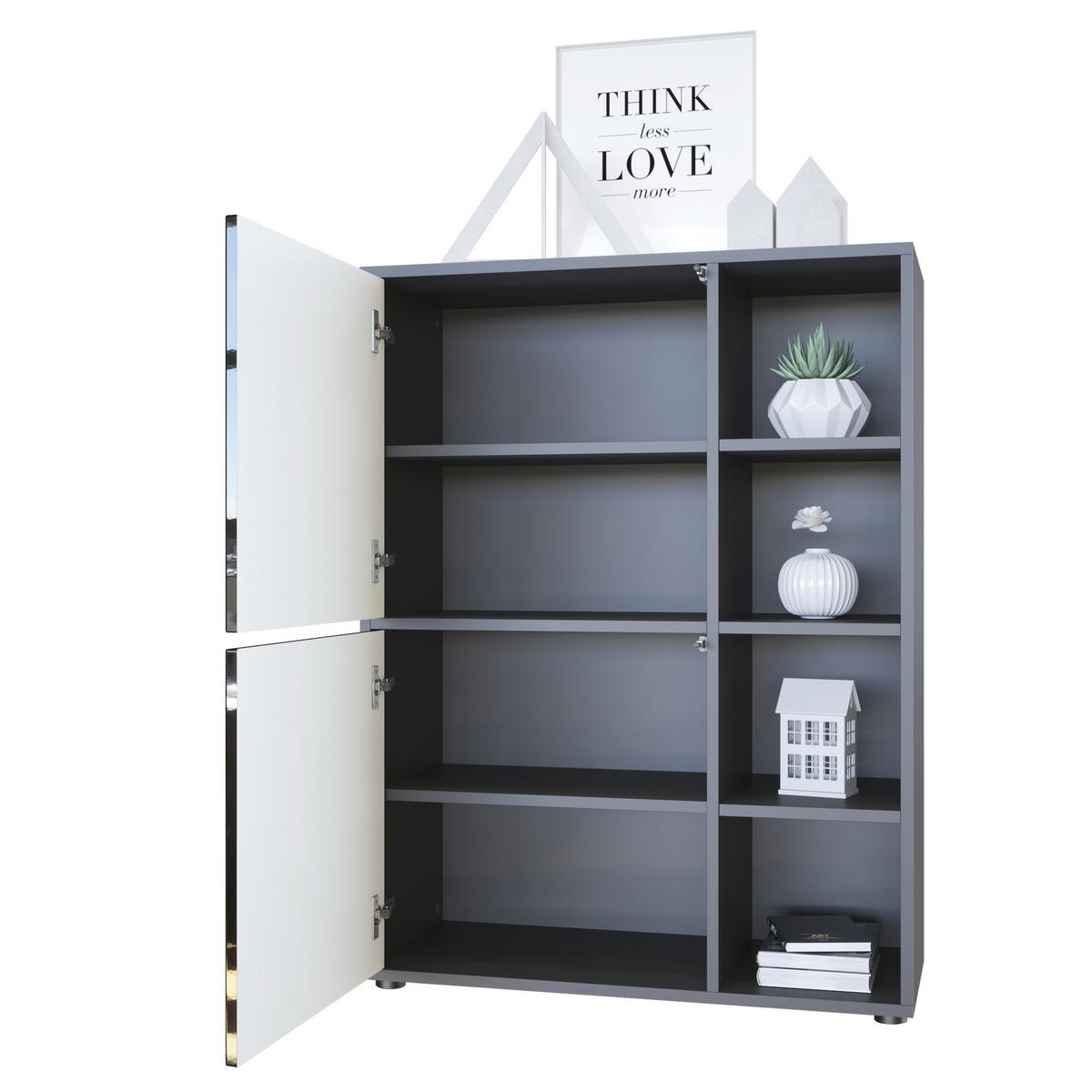 HIGHBOARD Cuba Türen in Avola-Anthrazit - Anthrazit, Holzwerkstoff (79/105.5/35.5cm) - Vladon