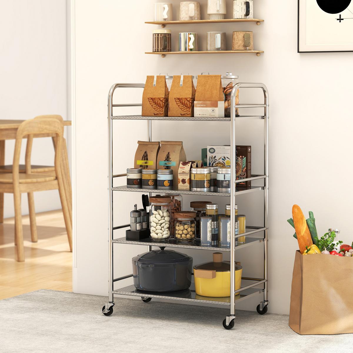 SERVIERWAGEN Edelstahl Silber - Silberfarben, Metall (35/100/60cm) - HOMCOM