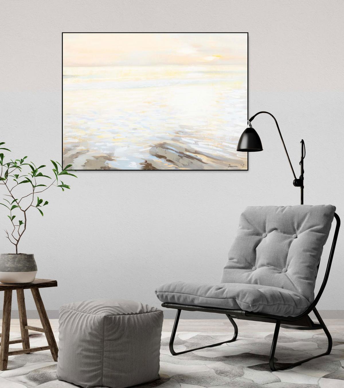 ACRYLBILD HANDGEMALT 100/75 cm - Beige, Holz/Textil (100/75cm) - KUNSTLOFT