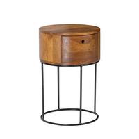 NACHTKONSOLE Massivholz mit Schublade rund Modern Braun - Schwarz/Braun, Holz/Metall (40/60/40cm) - KADIMA DESIGN