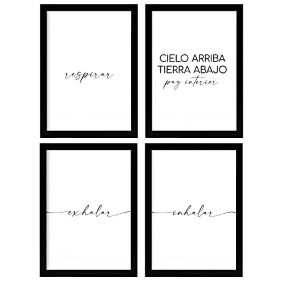 POSTER Set mit 4 Atmen TypografieStil A3 Rahmenlos - Klar, Papier (29.7/3cm) - Nacnic