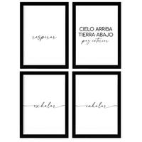 POSTER Set mit 4 Atmen TypografieStil A3 Rahmenlos - Klar, Papier (29.7/3cm) - Nacnic