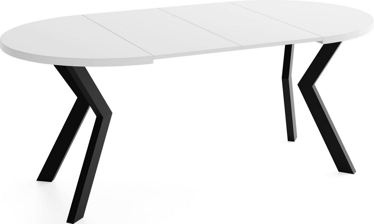 ESSTISCH Savio rund ausziehbar verlängerbar XXL, Weiß 100-200/100/77 cm - Schwarz/Weiß, Holz/Holzwerkstoff (100/200/77cm) - WFL GROUP