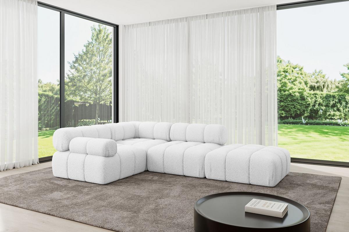 ECKSOFA modulares Sofa Felto-L1 - 285x190x70 cm Weiß Bouclé - Weiß, Holzwerkstoff/Textil (285/190cm) - ALTDECOR