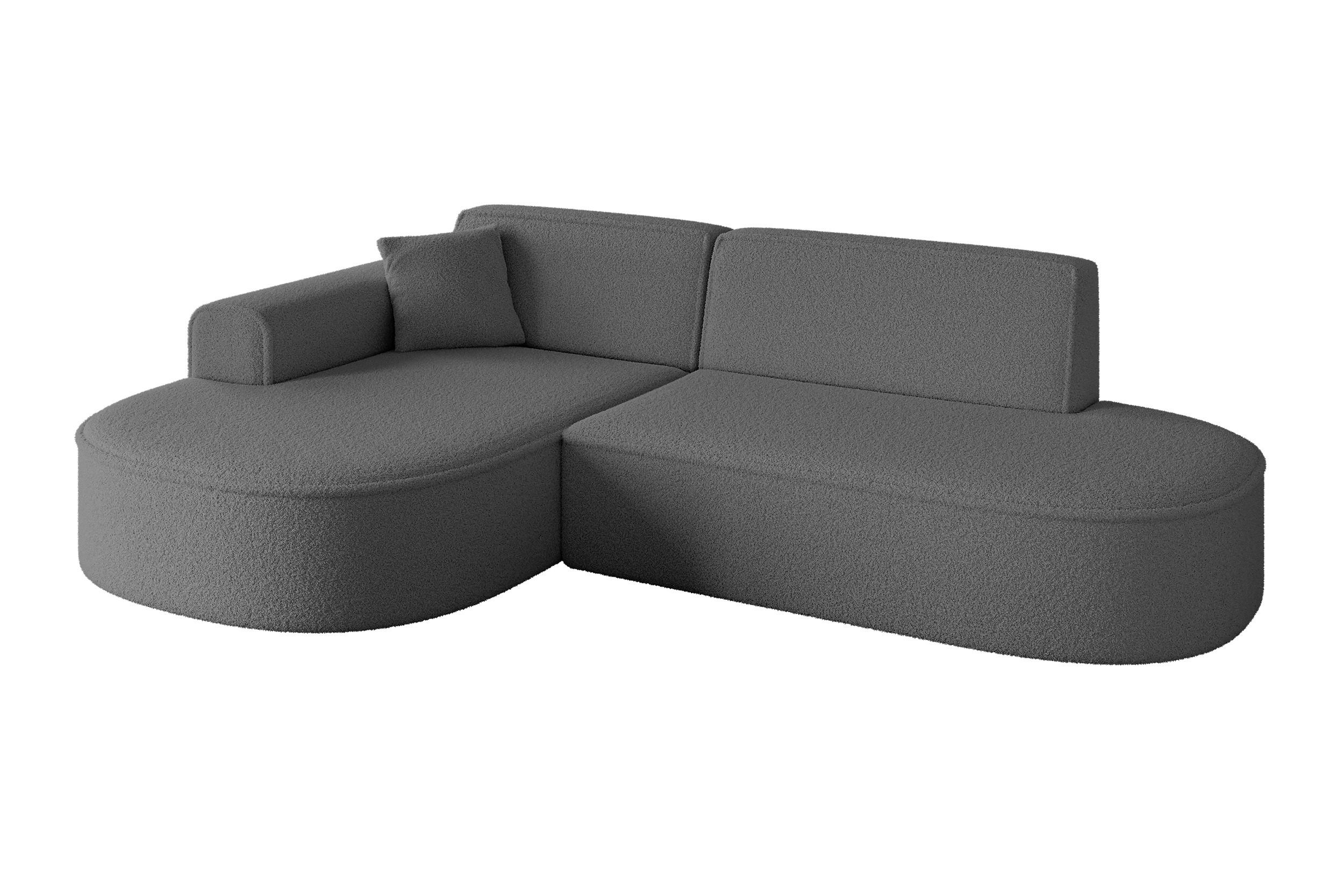 ECKSOFA Ottomane Links MARI-L1 - 243x171x79 cm Grau Bouclé - Schwarz/Grau, Holzwerkstoff/Kunststoff (163/234cm) - ALTDECOR