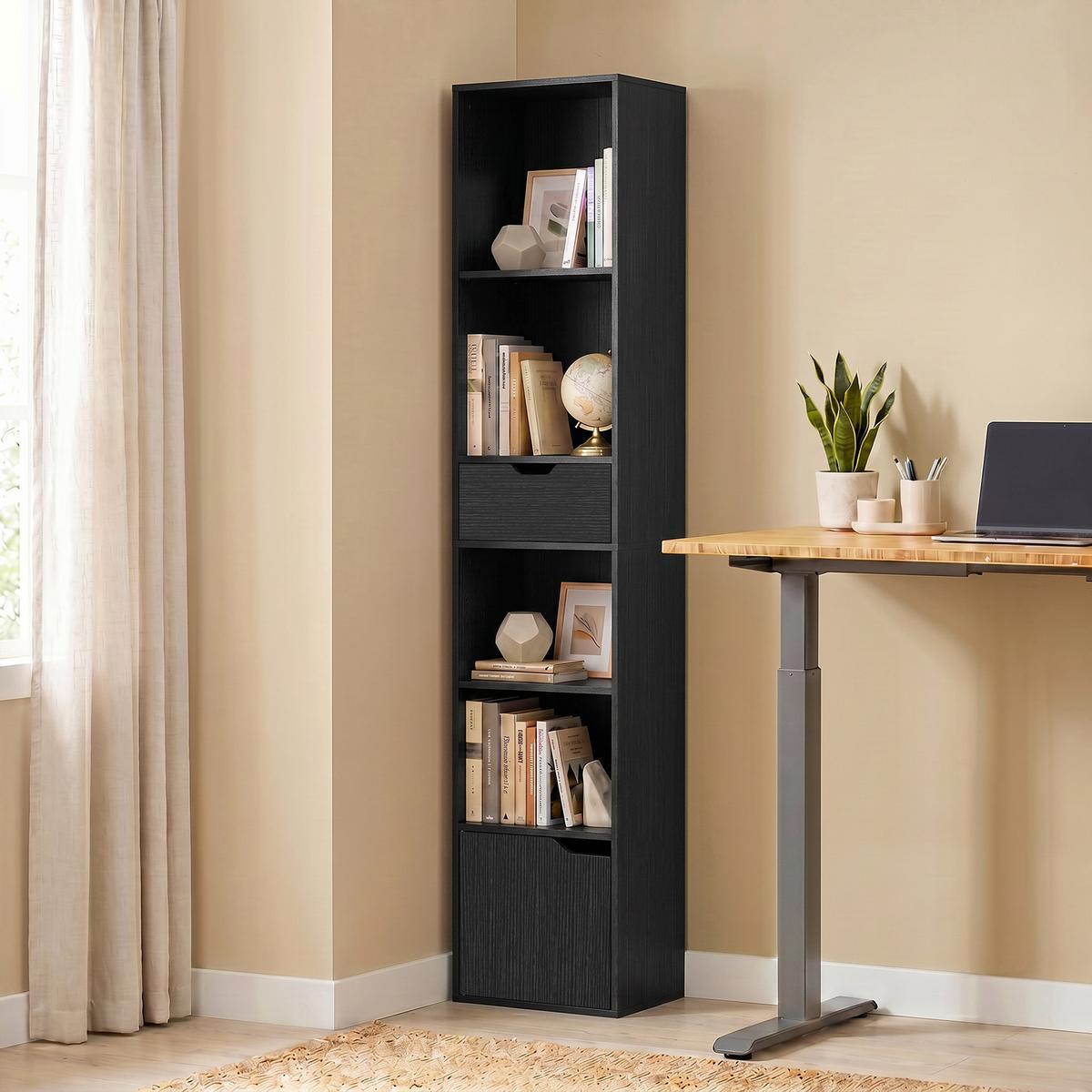 BÜCHERREGAL Spanplatte Schwarz - Schwarz, Holzwerkstoff (24/158/30cm) - HOMCOM
