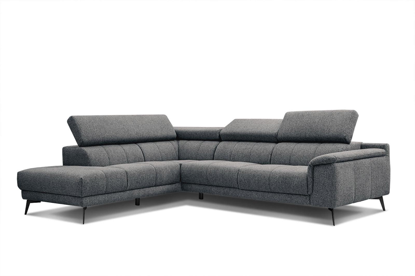 ECKSOFA FIERO 5-Sitzer, dunkelgrau - Dunkelgrau/Schwarz, Holzwerkstoff/Textil (158/269cm) - Wozimo