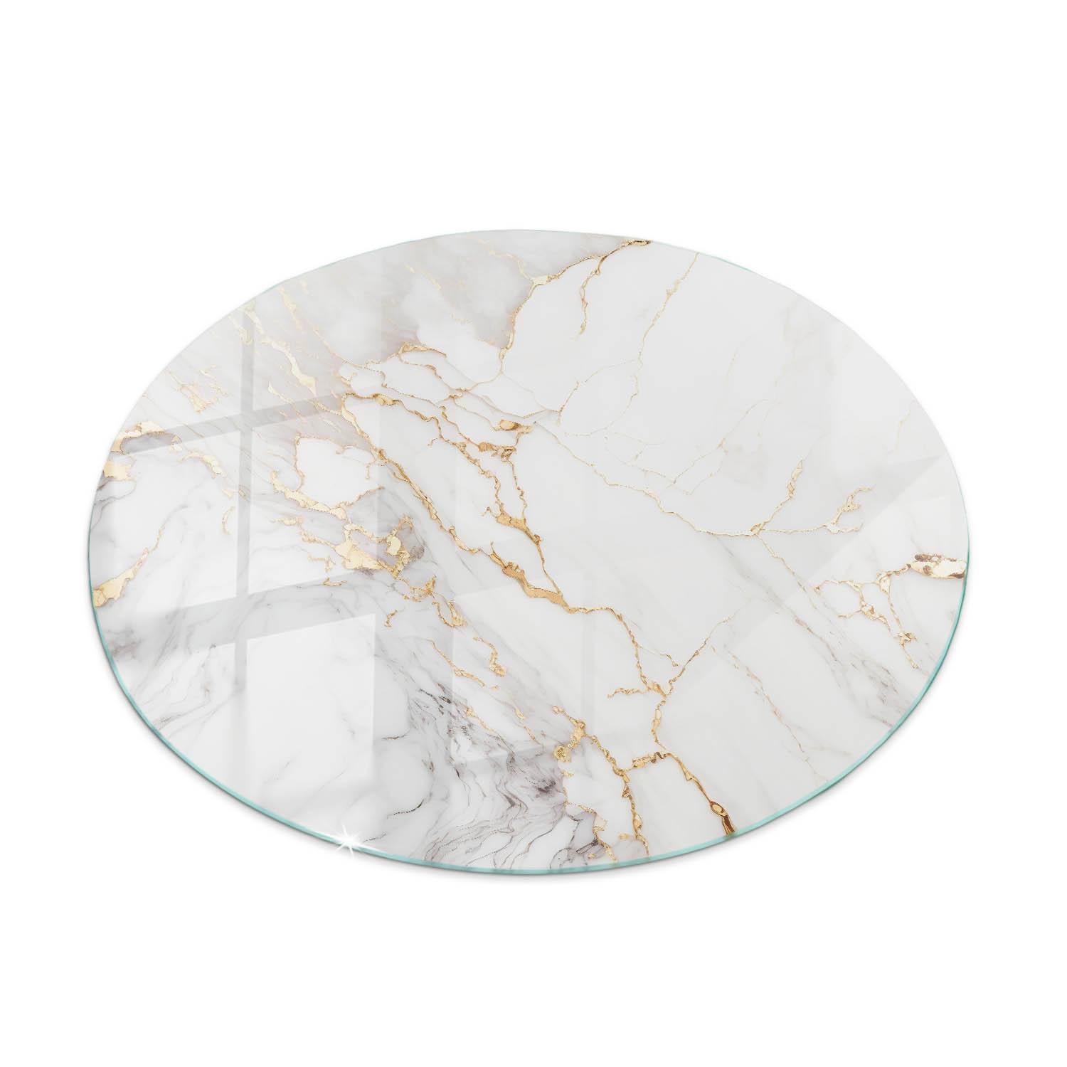 TISCHPLATTE fi80 cm Eleganter Marmor mit Adern - Weiß, Glas (0.4/80/80cm) - TULUP