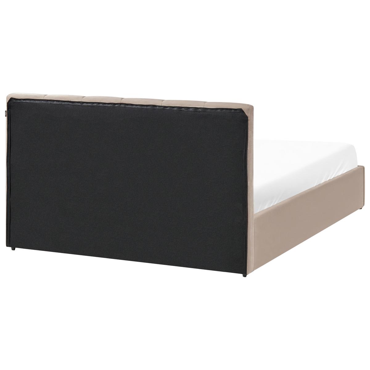 BETT mit Stauraum 140/200 cm Samtstoff Taupe Dreux - Taupe, Textil (140/200cm) - Beliani