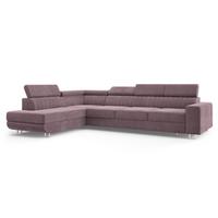 ECKSOFA HESTION Lila Velours-Stoff mit Schlaffunktion - Lila, Holz (332/190cm) - MASSENO