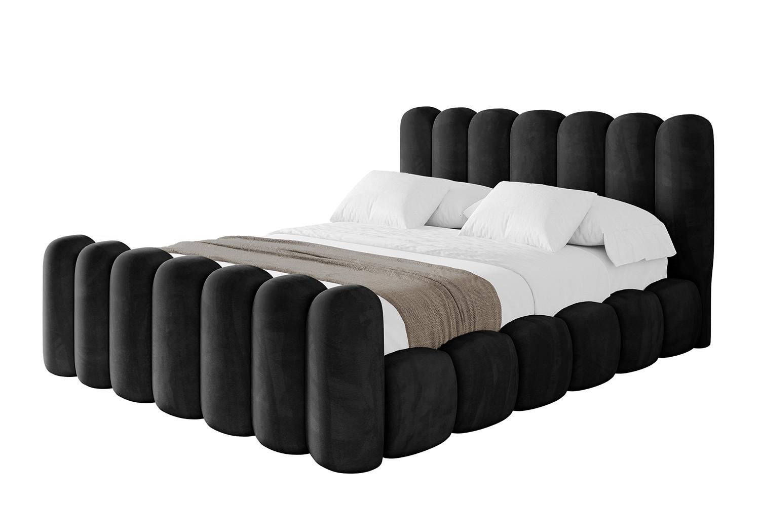 POLSTERBETT mit Bettkasten, Fußteil und Lattenrost, Boxbett ohne Matratze - SENA-Z 120x200 Schwarz - Schwarz, Holzwerkstoff/Textil (120/200cm) - ALTDECOR