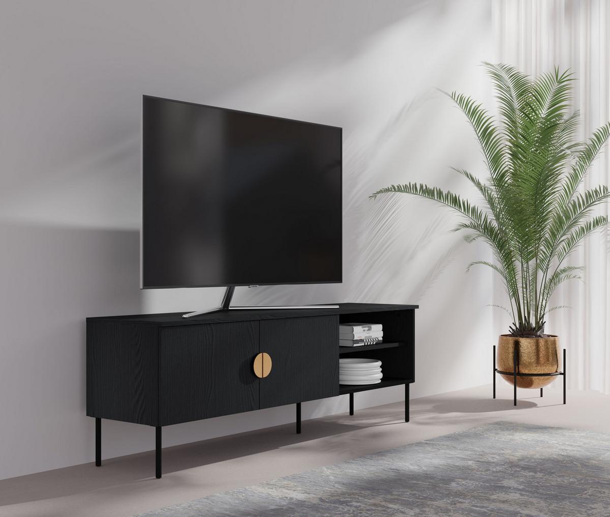 TV-SCHRÄNK Graphitschwarz 160/54/40 - Graphitfarben, Holzwerkstoff (160/54/40cm) - RAUMHIRSCH FURNITURE