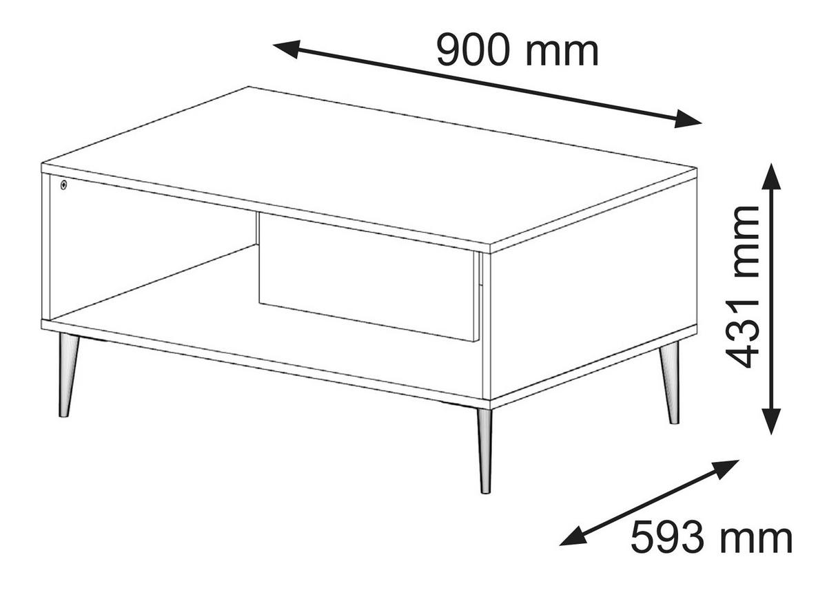COUCHTISCH Artisan Eiche, Schwarz, Gold 90/43/60 - Schwarz, Holzwerkstoff (60/90/43cm) - RAUMHIRSCH FURNITURE