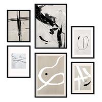 POSTER Set Mit 6 Kline Sammlung A3 & A4 Schwarzer Rahmen - Schwarz, Papier (29/3cm) - Nacnic
