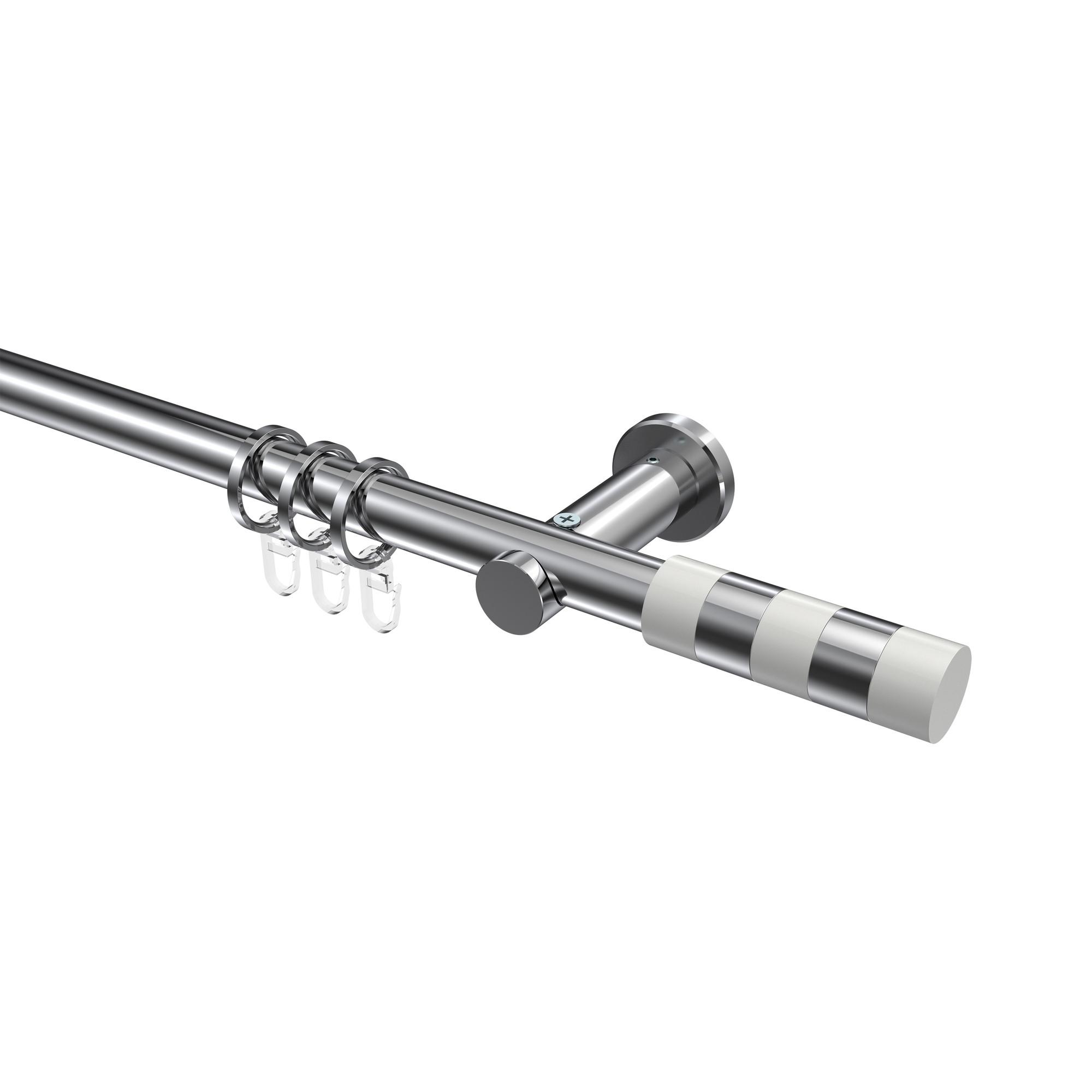 GARDINENSTANGE Platon Mavell 280 cm (geteilt in 2 x 140 cm), 1-läufig, 20 mm Ø Chrom - Chromfarben/Weiß, Metall (280cm) - INTERDECO